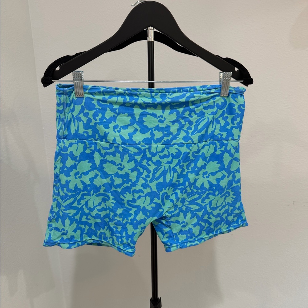 Stone Fox Swim Blue and Turquoise Floral Bike Shorts